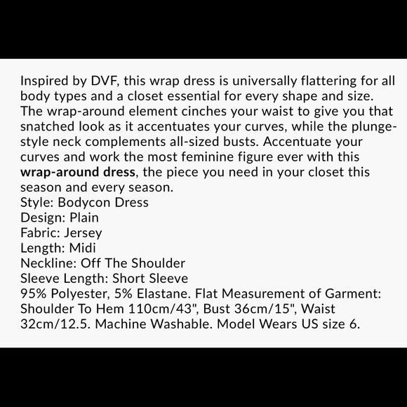 NWT. Black Off shoulder Wrap Dress - Picture 5 of 6